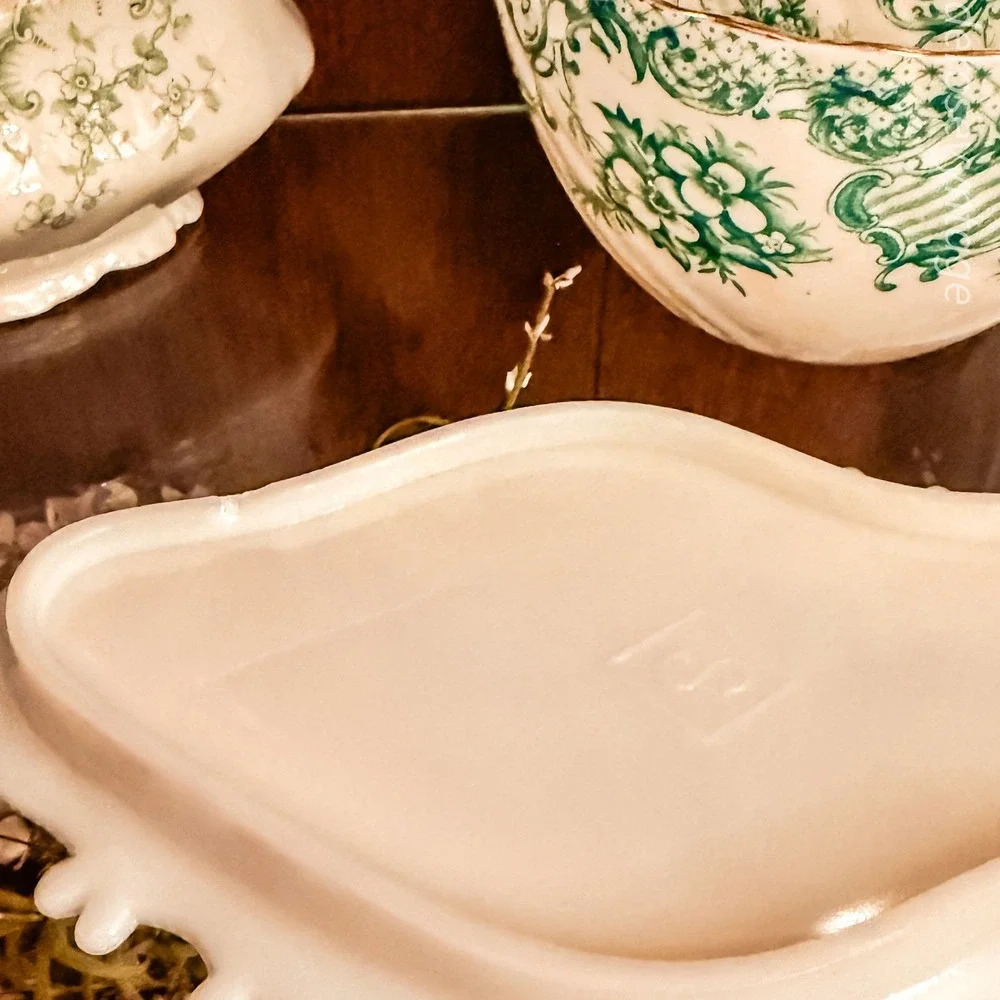 Milk Glass Tray‎ Silly